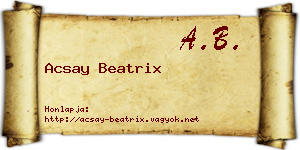 Acsay Beatrix névjegykártya