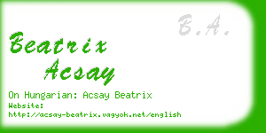 beatrix acsay business card